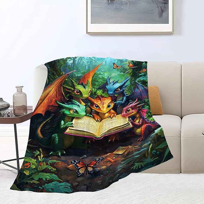 Dragon Blanket, Dragons Throw Blankets, Dragon Gifts for Boys Girls Women Men Lover Adult Cozy Fleece Flannel Bedding Stuff Animal Plush for Couch Sofa Bed Decor 50"X40"