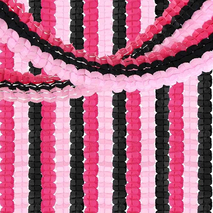 Hot Pink Black Party-Decorations Streamers Garland - 157Ft Four-Leaf Clover Hanging Banner, Wedding Engagement Bachelorette Birthday Baby Bridal Shower Decor Hugtmr