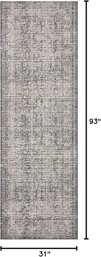 Loloi Amber Lewis Alie Collection ALE-03 Charcoal/Dove 2'-7'' x 7'-9'', .13'' Pile Height, Runner Rug