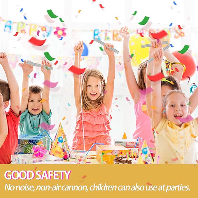 10 Pieces Colorful Confetti Sticks, Compostable Tissue Paper, Shoot Poppers, Handheld Flick Sticks for Indoor/Outdoor Weddings, Birthdays, Celebrations, Events, Party Supplies (7.8in)