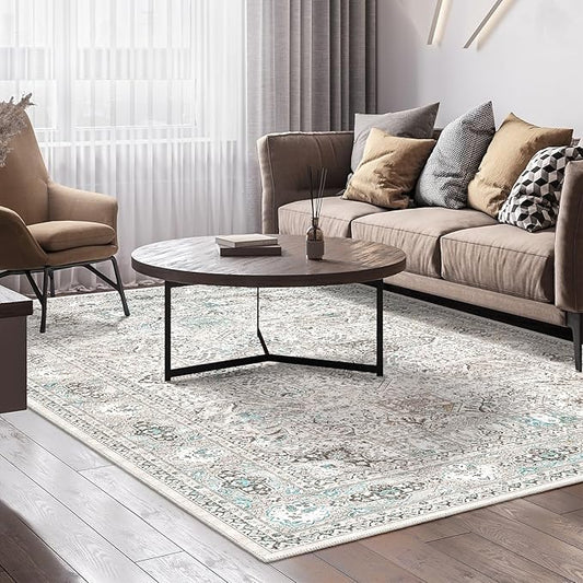 8x10 Extra Large Area Rug Living Room, Modern Neutral Washable Boho Area Rug for Bedroom (Grey)