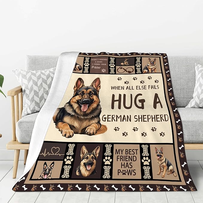 German Shepherd Blanket German Shepard Throw Blanket Cozy Fleece Flannel Bedding German Shepherd Stuff Gifts for Women Men Boys Girls Lover Adults Plush for Couch Sofa Bed Decor 50"X40"