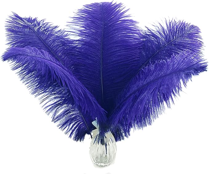 Ballinger Royal Blue Ostrich Feathers - 24Pcs 10-12inch Feathers for Party Centerpieces, Flower Arrangement and Home Decor