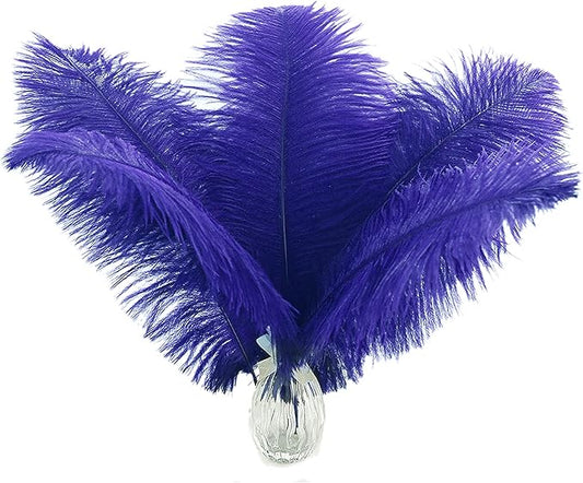 Ballinger Royal Blue Ostrich Feathers - 24Pcs 10-12inch Feathers for Party Centerpieces, Flower Arrangement and Home Decor