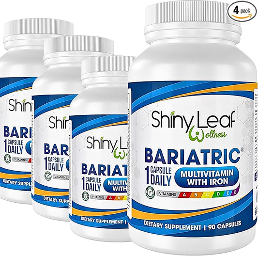 Shiny Leaf Bariatric Multivitamin with Iron - 45 mg for Gastric Bypass, Sleeve Gastrectomy, Roux-en-Y, Duodenal Switch - 22 Vitamins & Minerals, ASMBS Compliant, Vegetarian, Made in USA, GMP, 360 Ct.