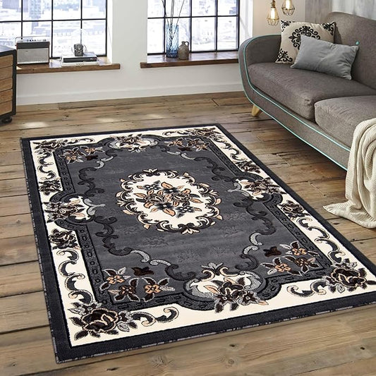 AllStar Rugs High Qual5ity Traditional French Aubusson Rug (Grey, 5x7)