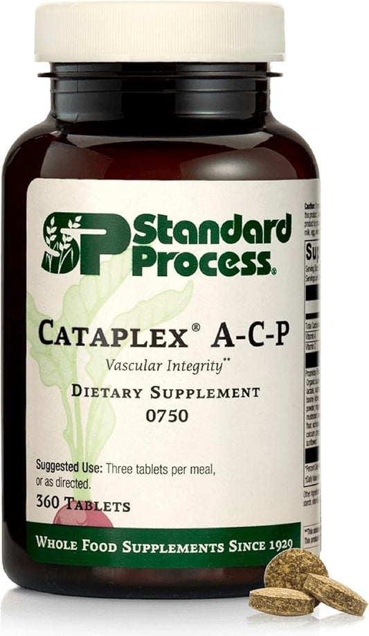 Standard Process Inc. Cataplex A-C-P Heart, Gum Health, Immune Support, Vascular Supplement with Vitamin C, Magnesium Citrate, Nutritional Yeast, Vitamin A, Reishi Mushroom Powder - 360 Tablets