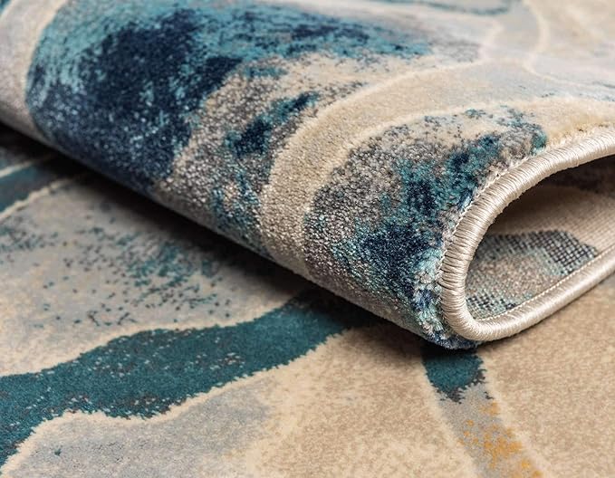 Unique Loom Mystic Collection Area Rug - Fitz Roy (9' x 12' Rectangle, Navy Blue/ Beige)