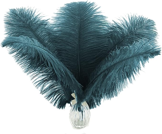 Ballinger Teal Ostrich Feathers Bulk - 24Pcs 10-12inch Feathers for Party Centerpieces, Flower Arrangement and Home Decor(Teal)