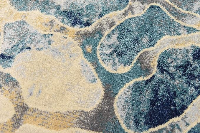 Unique Loom Mystic Collection Area Rug - Fitz Roy (2' x 6' Runner, Navy Blue/ Beige)