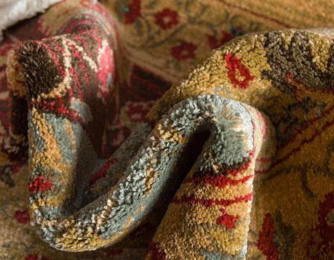 Unique Loom Edinburgh Collection Area Rug - Tulip (7' 1" x 10' Rectangle Tan/Red)