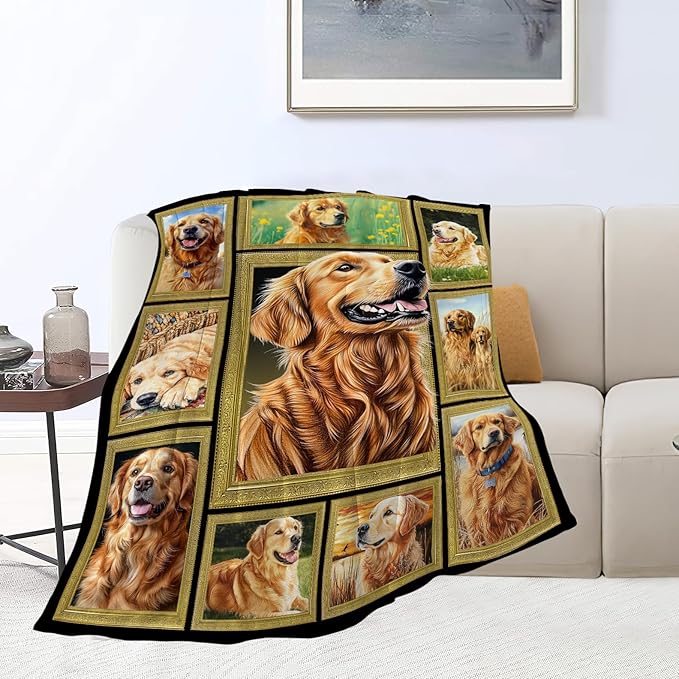 Golden Retriever Gifts Blanket, Dog Throw Blankets, Golden Retriever Gift for Women Men Boys Girls Lover Adult Cozy Fleece Flannel Bedding Stuff Animal Plush for Couch Sofa Bed Decor 60"X50"