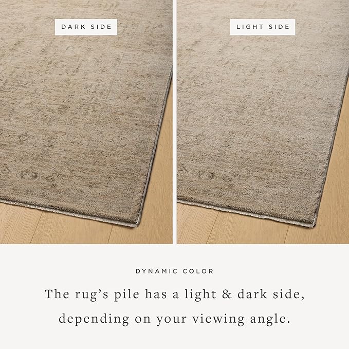 Loloi Magnolia Home by Joanna Gaines Junie Collection JUE-02 Oatmeal/Smoke 9'-6" x 9'-6", .38" Pile Height, Round Area Rug