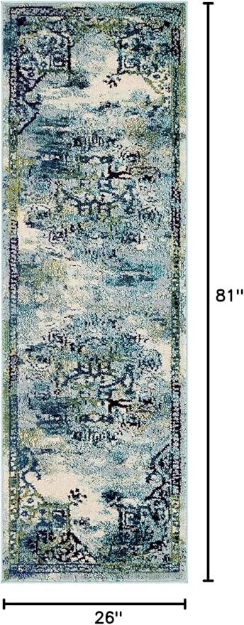 Unique Loom Medici Collection Traditional Medallion Floral Vintage Blue Runner Rug (2' 2 x 6' 7)