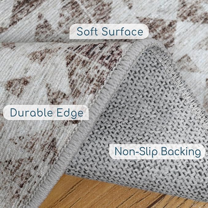 5'x7' Machine Washable Abstract Design Area Rug Machine Washable Area Rugs 5X7, Non Slip, Stain Resistant, Home Decor Living Room Area Rugs 5x7 (Grey Blue Cream 5x7)…