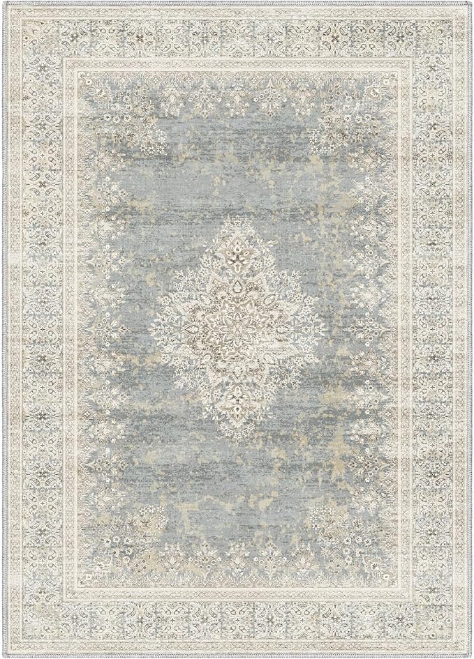 5x7 Area Rugs for Living Room,Non Slip Indoor Boho Area Rug Carpet Home Décor for Entryway, Bedroom, Dining Room, Beige Grey
