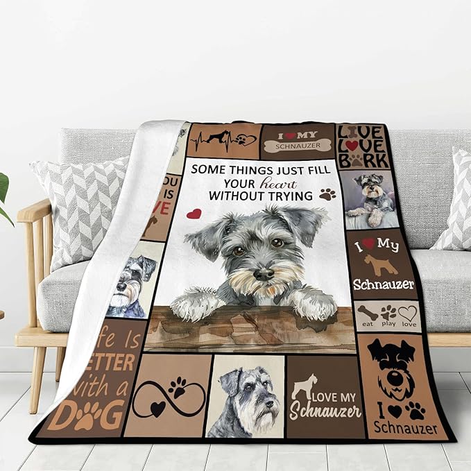 Schnauzer Blanket Dog Throw Blanket Fleece Plush Bedding Schnauzer Gifts for Women Men Boys Girls Adults for Couch Sofa Bed Home Decor 50"X40"