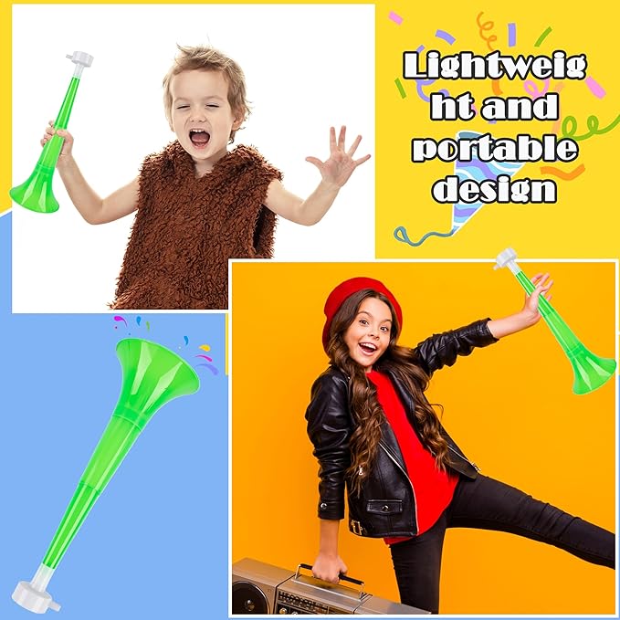 8 Pcs 10.24 Inch Collapsible Stadium Horn Plastic Vuvuzela Trumpet Horn Loud Sound Noise Maker for Sporting Events Graduation Games School Sports Party Supplies (Color Set 3)