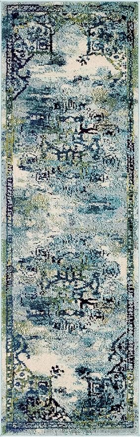 Unique Loom Medici Collection Traditional Medallion Floral Vintage Blue Runner Rug (2' 2 x 6' 7)