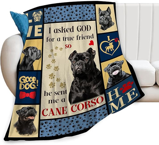 Cane Corso Gifts Blanket, Dog Throw Blankets, Cane Corso Gift for Boys Girls Men Women Lover Adult Cozy Fleece Flannel Bedding Stuff Animal Plush for Couch Sofa Bed Decor 60"X50"