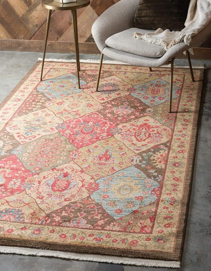 Unique Loom Edinburgh Collection Area Rug - Tulip (10' 6" x 16' 5" Rectangle Multi/Tan)