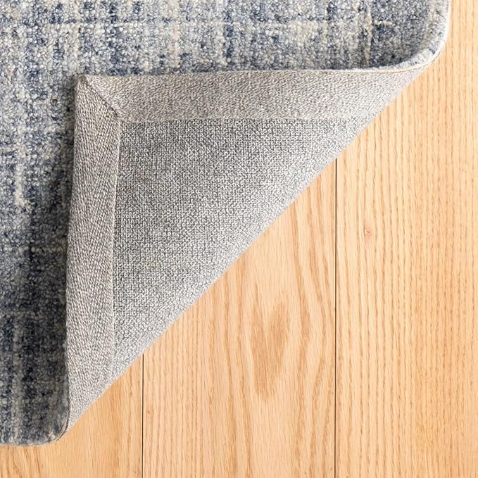 Dash and Albert Harris Wool Area Rug - 3' x 5' Blue & Ivory Solid Hand Micro Hooked Accent Rug - Durable, High Traffic Areas Living Room, Hallway, Stairs