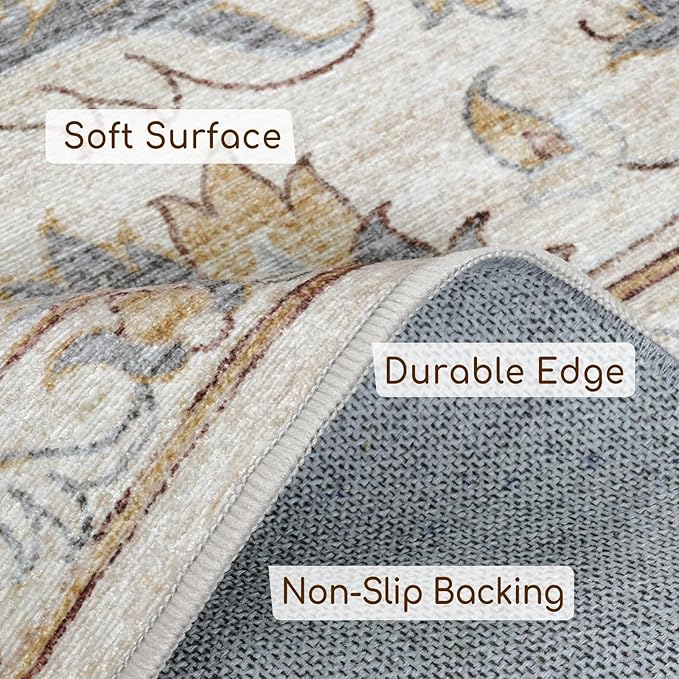 Machine Washable Soft Area Rug 8x10 with Non Slip Backing for Living Room,Floor Decoration Carpet Mat Area Rugs 8x10 Clearance Bedroom Rug for Living Room (Beige Gold, 8X10FT)……