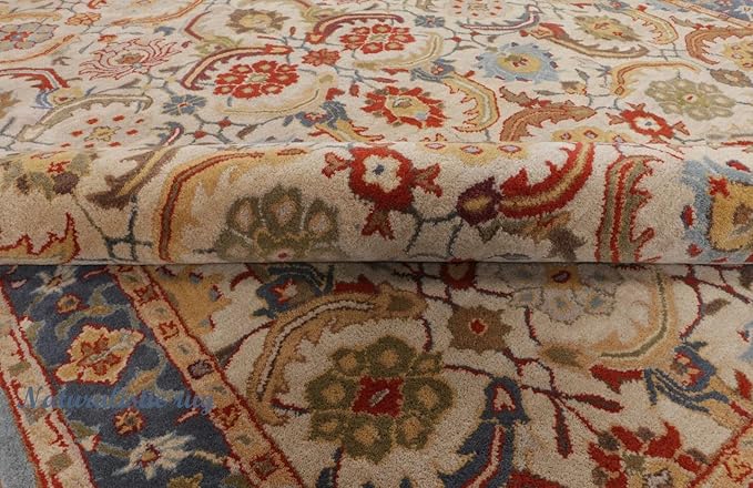 Handmade Tufted 100% Wool Area Rug Traditional Rug Bedroom Living Room Office for Luxury Home (Multi Red, 9' x 12')