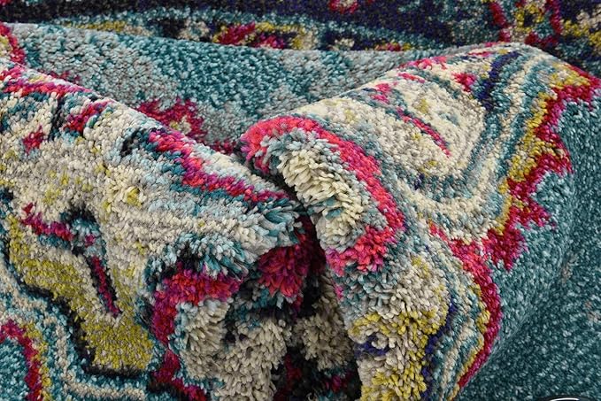 Unique Loom Medici Collection Floral Medallion Traditional Vintage Light Blue Round Rug (6' 0 x 6' 0)