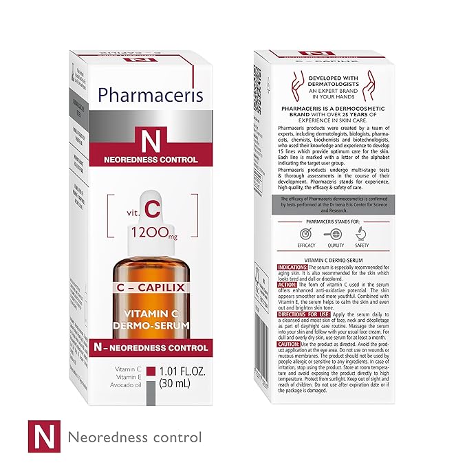 Vitamin C Revitalizing Serum - Vit C & E Concentrate, Helps Reduce Redness, Brighten & Firm, Strengthens Capillaries, Antioxidant Serum for Dull & Aging Skin, C-CAPILIX 1.01 fl oz