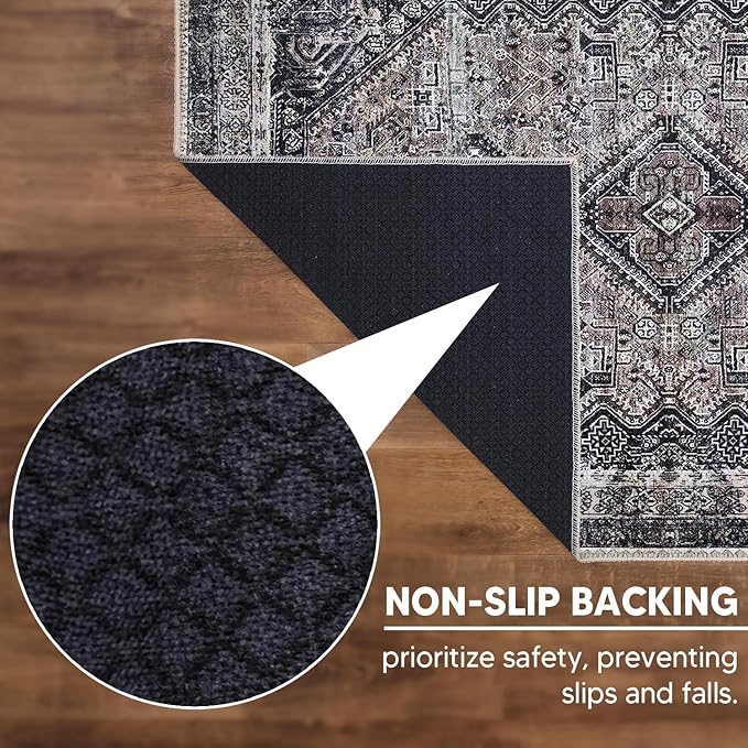 Keen Home Design 2x7 Rug - Machine Washable Runner Rug with Non-Slip Backing, Ideal for Hallway, Entryway, Kitchen, Laundry Room - Vintage, Easy Clean, Durable, Low Pile Rug - (2'6" x 7')