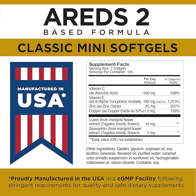 Viteyes AREDS 2 Classic Macular Health Formula Softgels, Eye Health Vitamin to Support a Healthy Macula, Lower Zinc, Eye Vitamins, Macular Vitamins, Beta-Carotene Free, 210 Softgels…