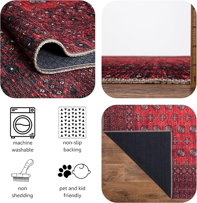 Keen Home Design 2x10 Rug - Machine Washable Runner Rug with Non-Slip Backing, Ideal for Hallway, Entryway, Kitchen, Laundry Room - Vintage, Easy Clean, Durable, Low Pile - (2'6" x 10')