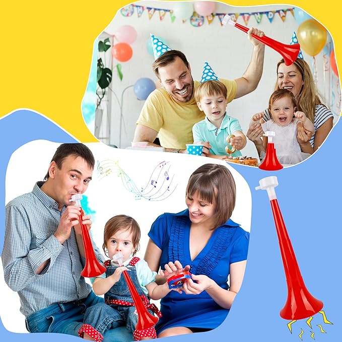8 Pcs 10.24 Inch Collapsible Stadium Horn Plastic Vuvuzela Trumpet Horn Loud Sound Noise Maker for Sporting Events Graduation Games School Sports Party Supplies (Color Set 5)