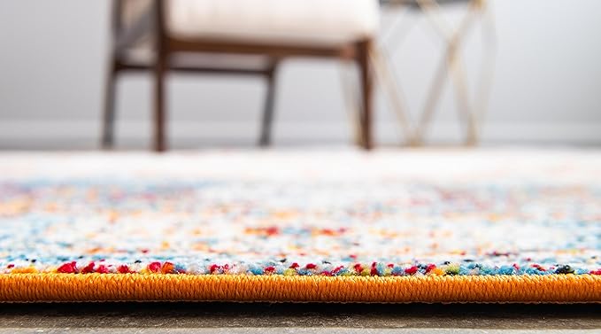 Unique Loom Rosso Collection Traditional, Vintage, Medallion, Border, Distressed, Southwestern Area Rug, 2 ft 7 in x 10 ft, Ivory/Blue