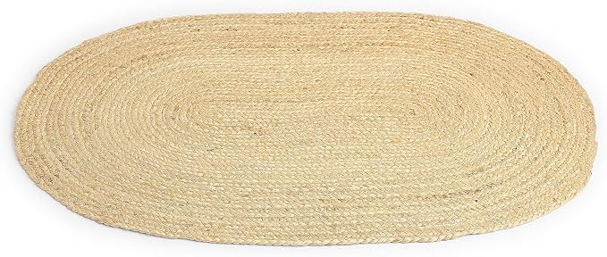 REDEARTH · Oval Area Rug - 2'x3' Braided Natural Jute with Non-Skid Backing - Handwoven Boho Rug for Bedroom, Kitchen, Living Room - Farmhouse Aesthetic Home Decor - Durable Handmade Rug