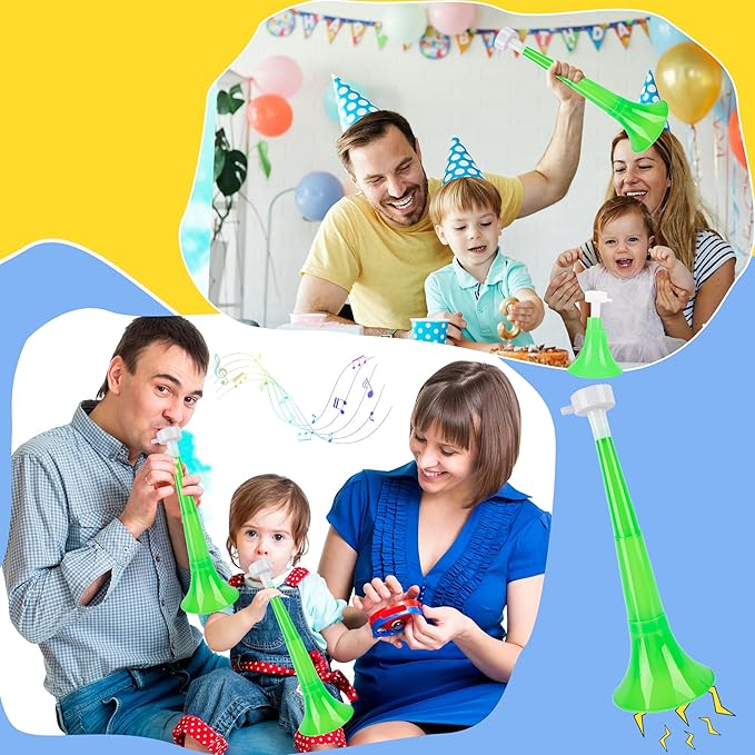 8 Pcs 10.24 Inch Collapsible Stadium Horn Plastic Vuvuzela Trumpet Horn Loud Sound Noise Maker for Sporting Events Graduation Games School Sports Party Supplies (Color Set 3)
