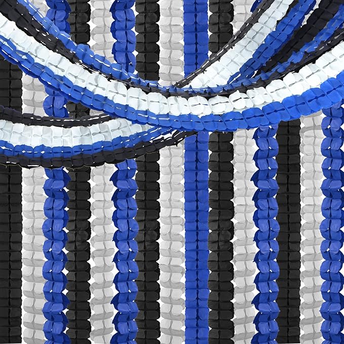 Navy-Blue Black-Silver Party-Decorations Streamers Garland - 157Ft Graduation Four-Leaf Clover Hanging Banner,Men Boys Birthday Wedding Bridal Neutral Baby Shower Fathers Day Decor Hugtmr