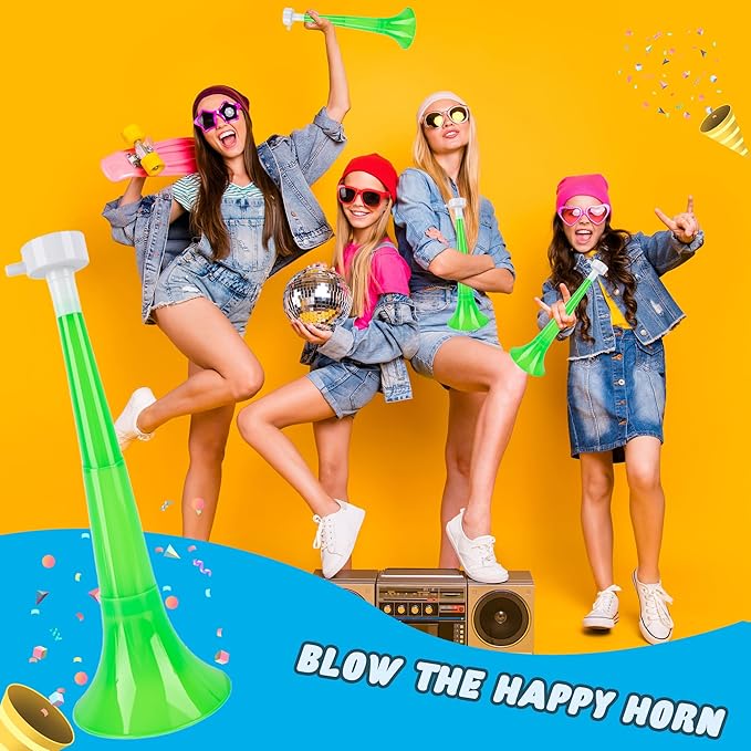 8 Pcs 10.24 Inch Collapsible Stadium Horn Plastic Vuvuzela Trumpet Horn Loud Sound Noise Maker for Sporting Events Graduation Games School Sports Party Supplies (Color Set 3)