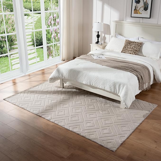 Area Rug 5X8,Washable Area Rugs with Non-Slip TPR Backing Design,FluffyFeeling,High Traffic,Durable,Easy Clean Area Rug for Entryway,Kitchen,Bathroom,Bedroom,Living Room,Grey