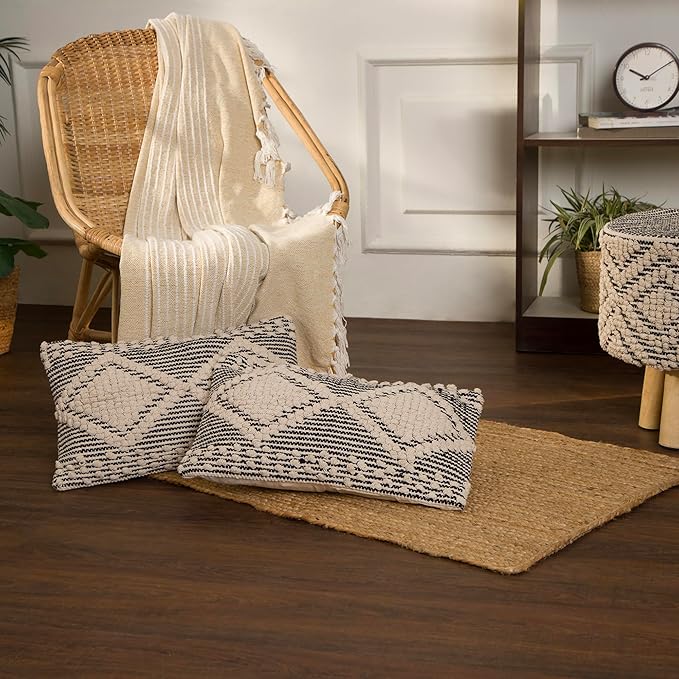 REDEARTH · Rectangular Area Rug - 2'x3' Braided Natural Jute - Artisan Made Boho Jute Rugs for Bedroom - Kitchen - Living Room - Farmhouse - Aesthetic Home Decor- Handmade Vintage Decor