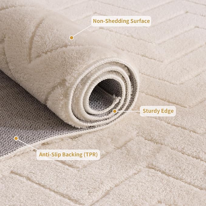 Area Rug 4X6,Washable Area Rugs with Non-Slip TPR Backing Design,Fluffy Soft Feeling, High Traffic,Durable,Area Rug for Living Room,Bedroom,Home Office,Beige