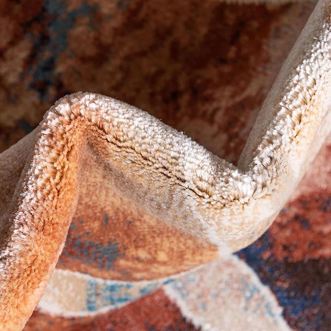 Unique Loom Mystic Collection Area Rug - Fitz Roy (7' 10" x 10' Oval, Brick Red/ Brown)