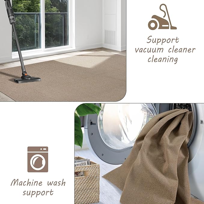 5x7 Area Rugs - Rug for Living Room, Washable Area Rugs 5x7 for Bedroom, Non-Slip Carpet for Dorm Room (Camel)