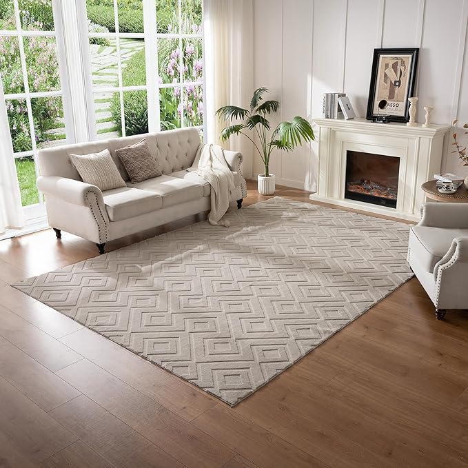 Area Rug 5X8,Washable Area Rugs with Non-Slip TPR Backing Design,FluffyFeeling,High Traffic,Durable,Easy Clean Area Rug for Entryway,Kitchen,Bathroom,Bedroom,Living Room,Grey