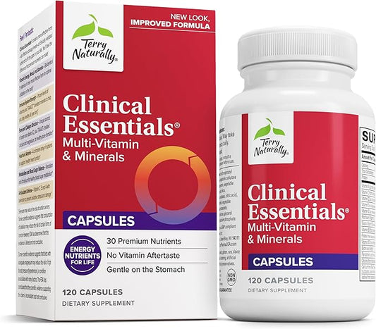 Terry Naturally Clinical Essentials - Supplement to Aid Bone, Cardiovascular & Immune Health - Supplement with Chelated Minerals - Supplement with B-Vitamins & Vitamin C - 120 Capsules