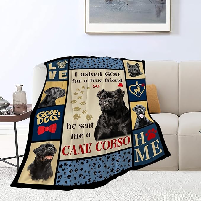 Cane Corso Gifts Blanket, Dog Throw Blankets, Cane Corso Gift for Boys Girls Men Women Lover Adult Cozy Fleece Flannel Bedding Stuff Animal Plush for Couch Sofa Bed Decor 50"X40"