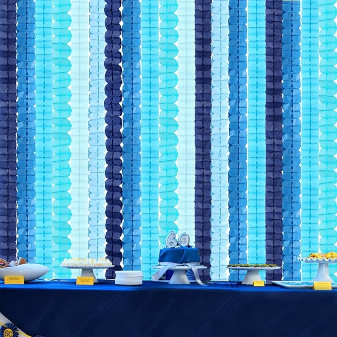 Baby-Royal Navy-Blue Party-Decorations Streamers Garland - 12pcs Boy Birthday Frozen Ocean Shower 4-Leaf Paper Clover Streamer, Bachelorette Bridal Wedding Engagement Banners Decor Ouruola