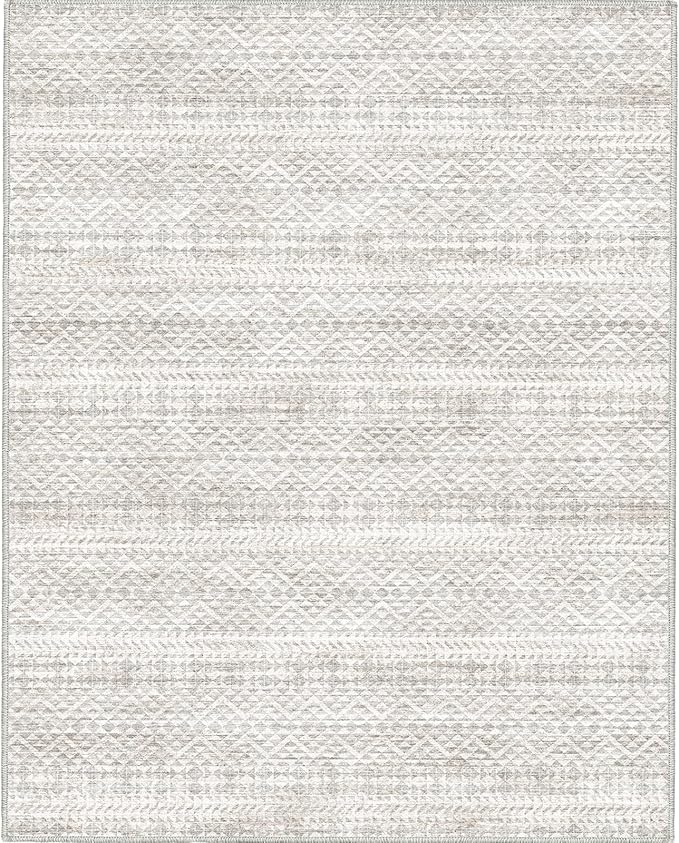 8'x10' Machine Washable Vintage Design Area Rug - Non Slip, Stain Resistant for Home, Office, Machine Washable Area Rug, 8x10 Area Rugs for Living Room (Grey Beige 8x10)…