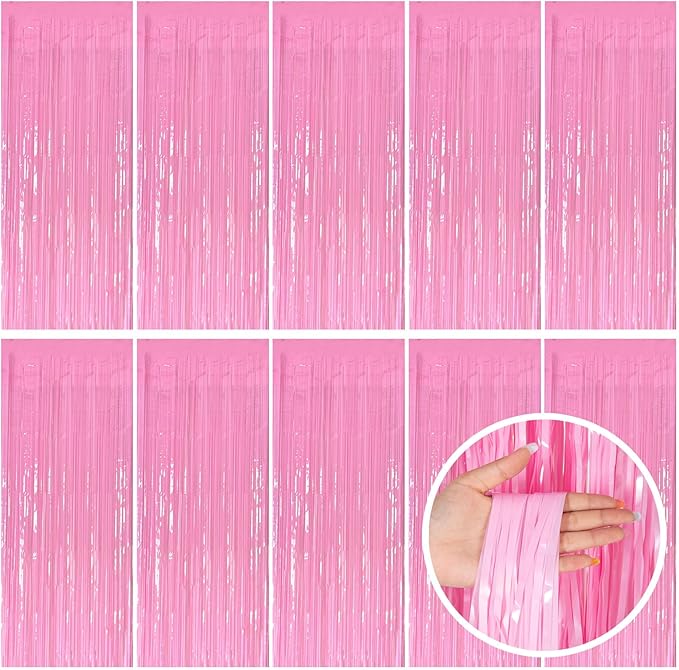 Pink Party Streamers Foil Fringe Backdrop Curtains Tinsel Streamers Birthday Party Decorations Fringe Backdrop for Birthday Party Graduation Bridal Shower